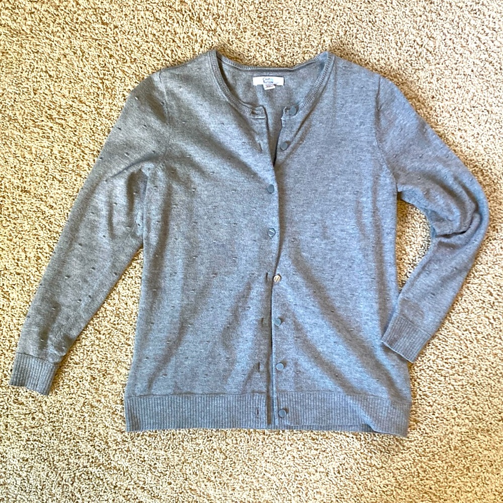 Stretchy Gray Button-up Cardigan - petite